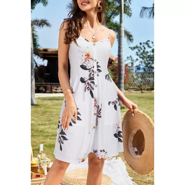 KILIG Women's Summer Casual Sundress Button Sleeveless Spaghetti Strap Dress