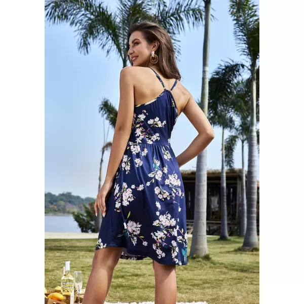 KILIG Women's Summer Casual Sundress Button Sleeveless Spaghetti Strap Dress