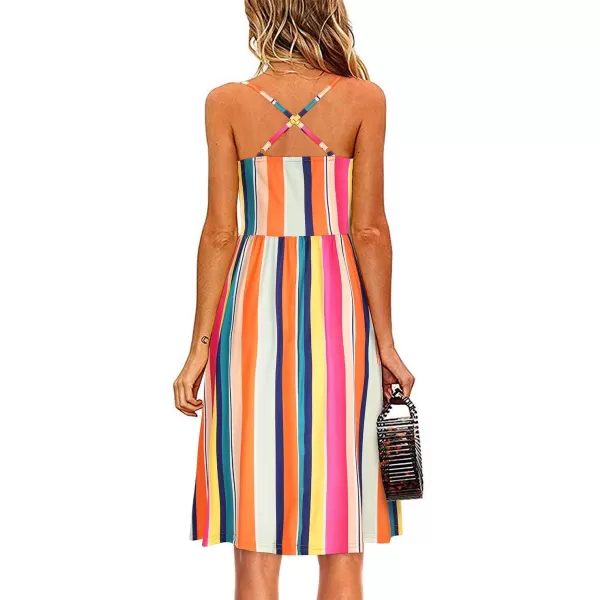 KILIG Women's Summer Casual Sundress Button Sleeveless Spaghetti Strap Dress