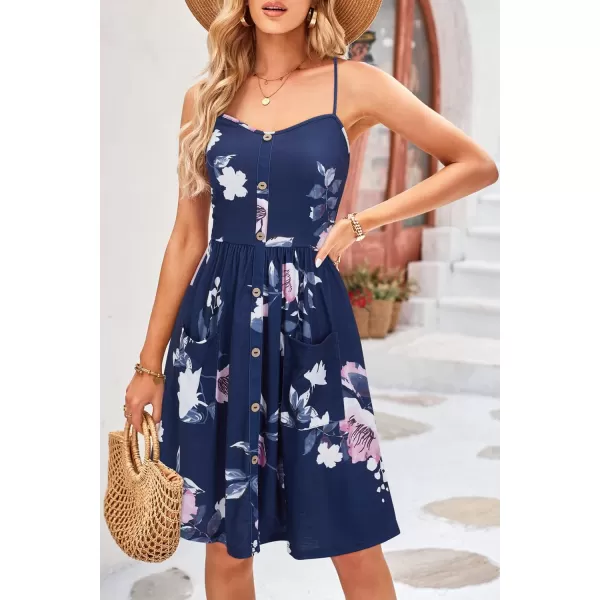 KILIG Women's Summer Casual Sundress Button Sleeveless Spaghetti Strap Dress