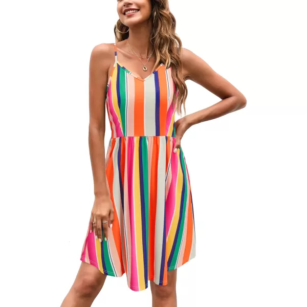 KILIG Women's Summer Casual Sundress Button Sleeveless Spaghetti Strap Dress