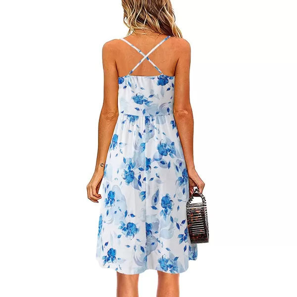 KILIG Women's Summer Casual Sundress Button Sleeveless Spaghetti Strap Dress