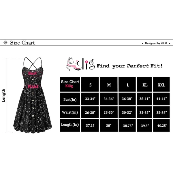KILIG Women's Summer Casual Sundress Button Sleeveless Spaghetti Strap Dress