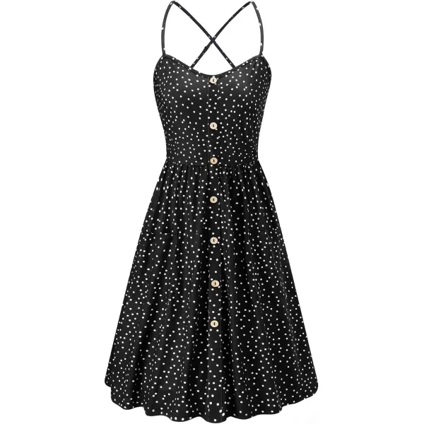 KILIG Women's Summer Casual Sundress Button Sleeveless Spaghetti Strap Dress