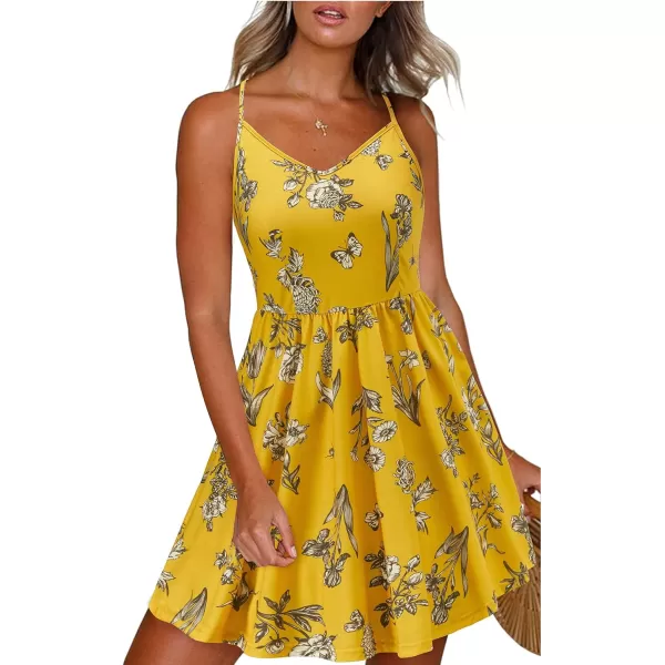 KILIG Women's Summer Casual Sundress Button Sleeveless Spaghetti Strap Dress