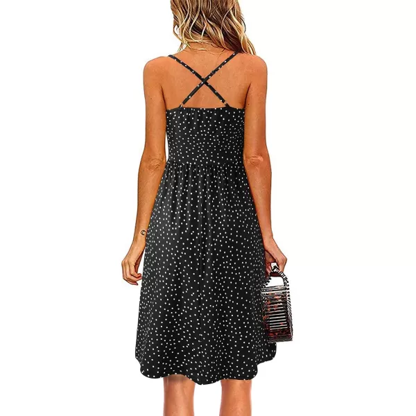 KILIG Women's Summer Casual Sundress Button Sleeveless Spaghetti Strap Dress
