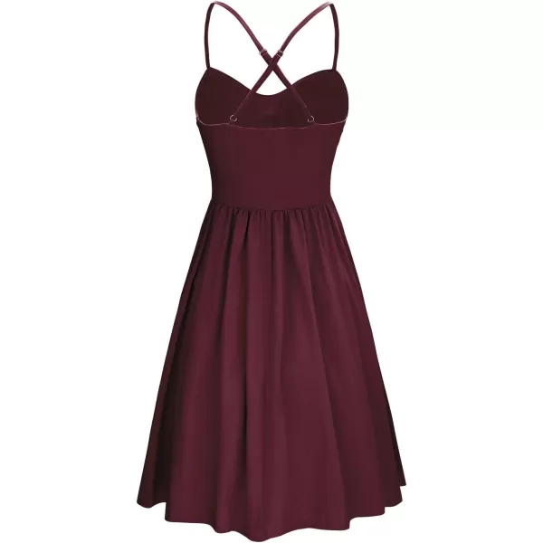 KILIG Women's Summer Casual Sundress Button Sleeveless Spaghetti Strap Dress
