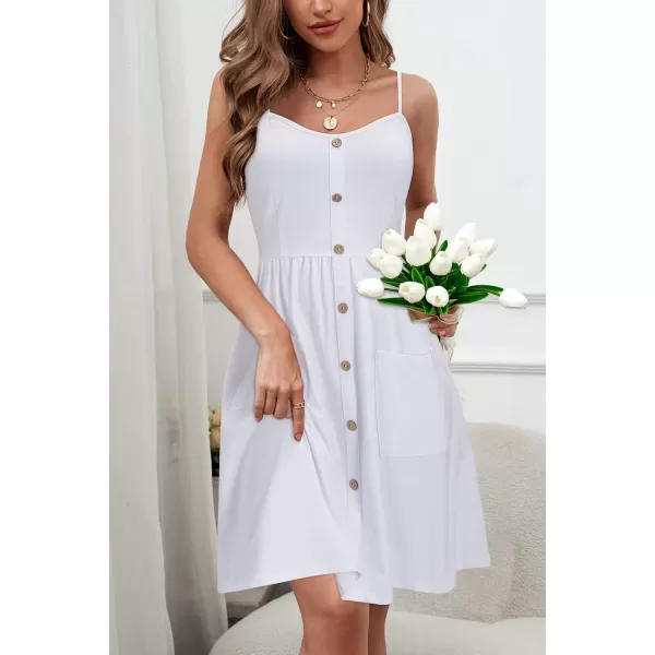 KILIG Women's Summer Casual Sundress Button Sleeveless Spaghetti Strap Dress