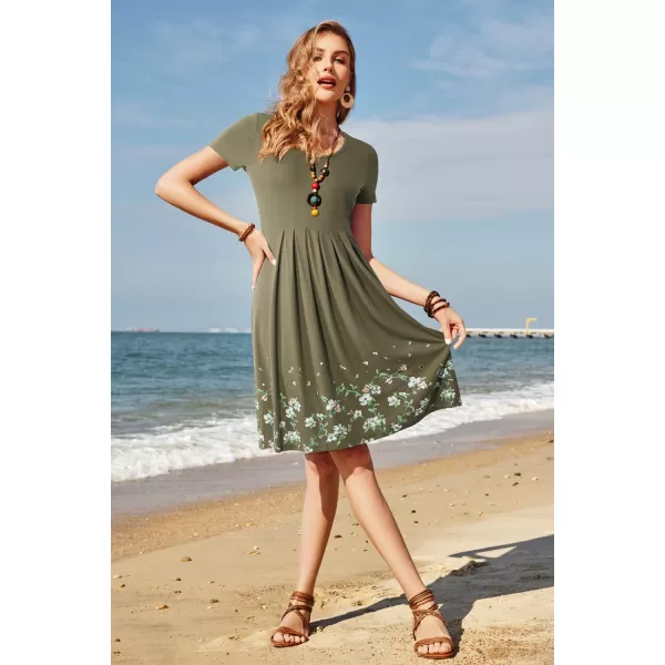 KILIG Womens Summer Dresses Floral Print Casual Soft Pleated Sleeveless Crewneck Tank Sundress Midi for Boho Beach 2024
