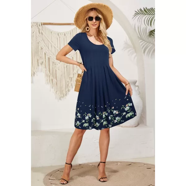 KILIG Womens Summer Dresses Floral Print Casual Soft Pleated Sleeveless Crewneck Tank Sundress Midi for Boho Beach 2024
