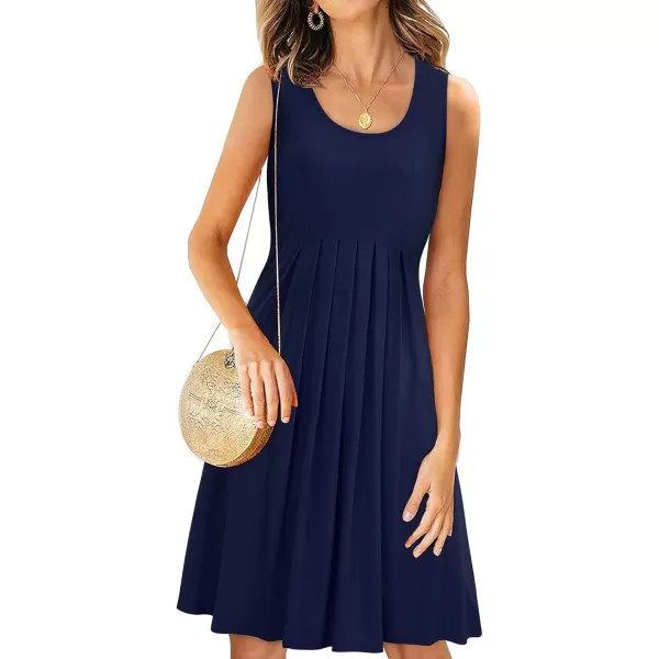 KILIG Womens Summer Dresses Floral Print Casual Soft Pleated Sleeveless Crewneck Tank Sundress Midi for Boho Beach 2024
