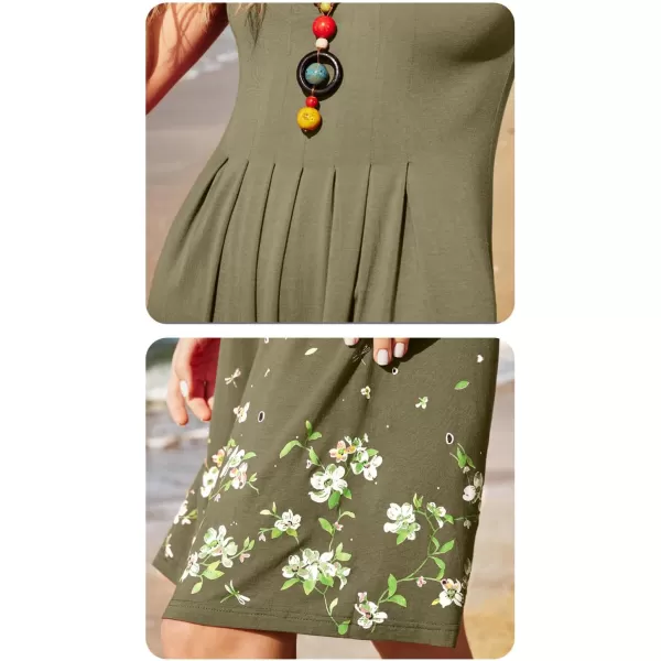 KILIG Womens Summer Dresses Floral Print Casual Soft Pleated Sleeveless Crewneck Tank Sundress Midi for Boho Beach 2024