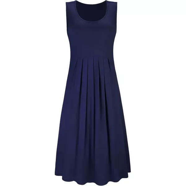 KILIG Womens Summer Dresses Floral Print Casual Soft Pleated Sleeveless Crewneck Tank Sundress Midi for Boho Beach 2024