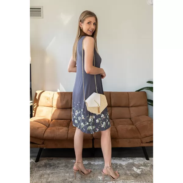 KILIG Womens Summer Dresses Floral Print Casual Soft Pleated Sleeveless Crewneck Tank Sundress Midi for Boho Beach 2024