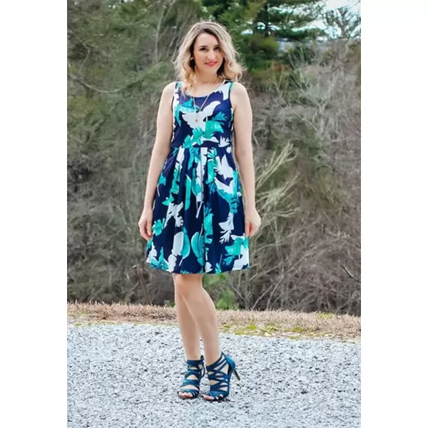 KILIG Womens Summer Dresses Floral Print Casual Soft Pleated Sleeveless Crewneck Tank Sundress Midi for Boho Beach 2024