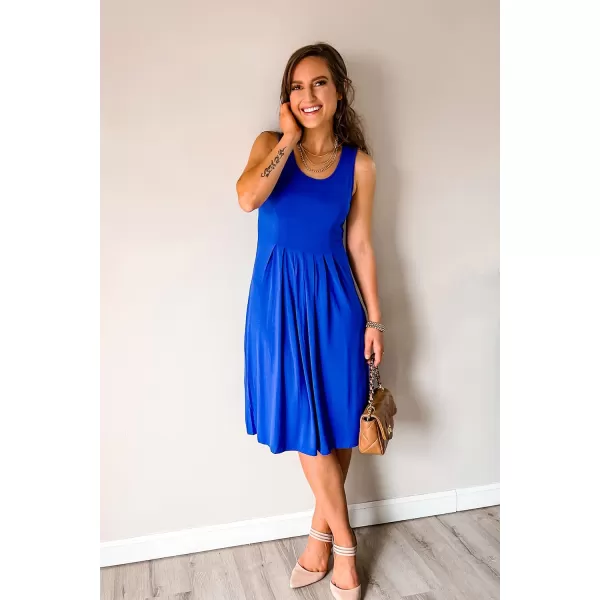 KILIG Womens Summer Dresses Floral Print Casual Soft Pleated Sleeveless Crewneck Tank Sundress Midi for Boho Beach 2024