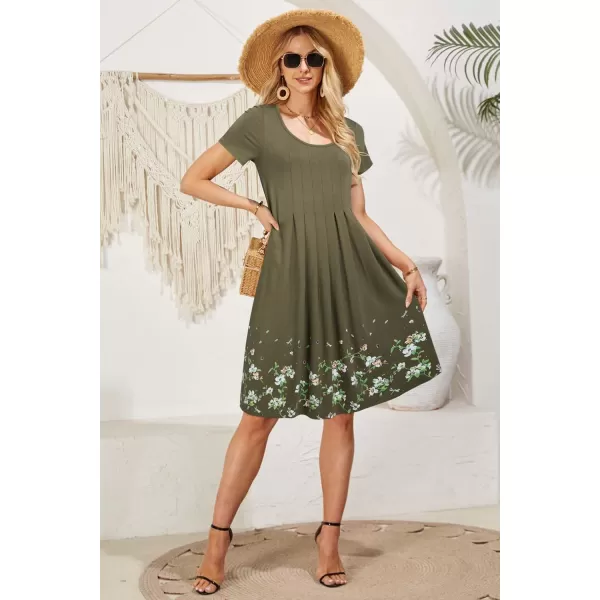 KILIG Womens Summer Dresses Floral Print Casual Soft Pleated Sleeveless Crewneck Tank Sundress Midi for Boho Beach 2024