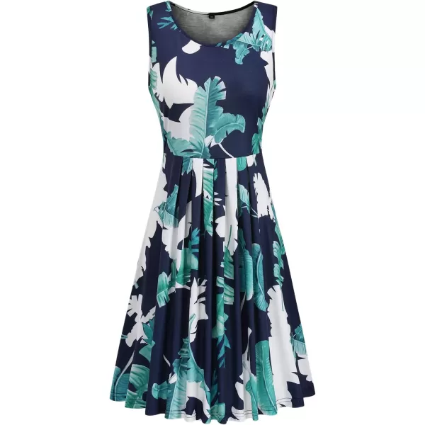 KILIG Womens Summer Dresses Floral Print Casual Soft Pleated Sleeveless Crewneck Tank Sundress Midi for Boho Beach 2024
