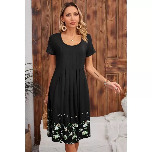KILIG Womens Summer Dresses Floral Print Casual Soft Pleated Sleeveless Crewneck Tank Sundress Midi for Boho Beach 2024