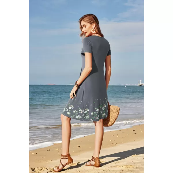 KILIG Womens Summer Dresses Floral Print Casual Soft Pleated Sleeveless Crewneck Tank Sundress Midi for Boho Beach 2024