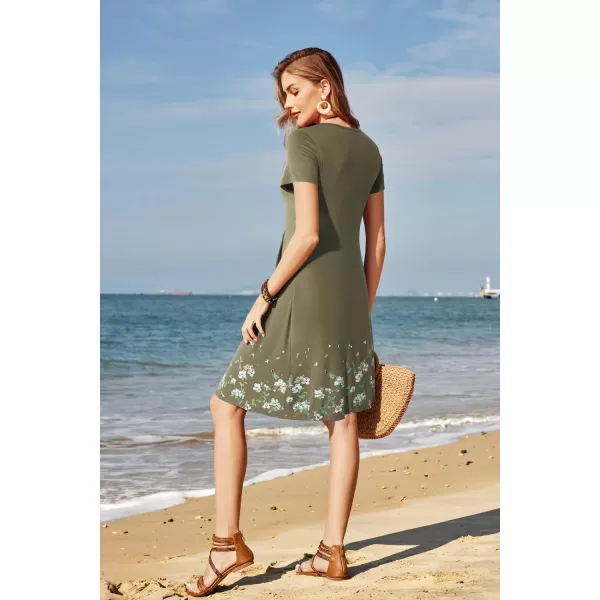 KILIG Womens Summer Dresses Floral Print Casual Soft Pleated Sleeveless Crewneck Tank Sundress Midi for Boho Beach 2024