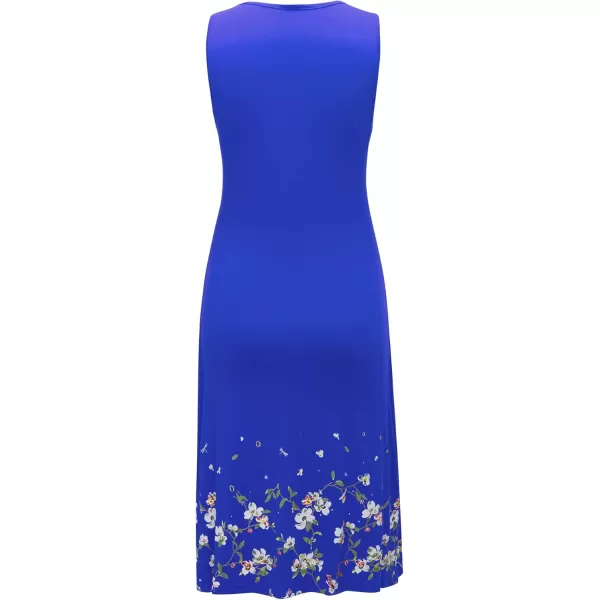 KILIG Womens Summer Dresses Floral Print Casual Soft Pleated Sleeveless Crewneck Tank Sundress Midi for Boho Beach 2024