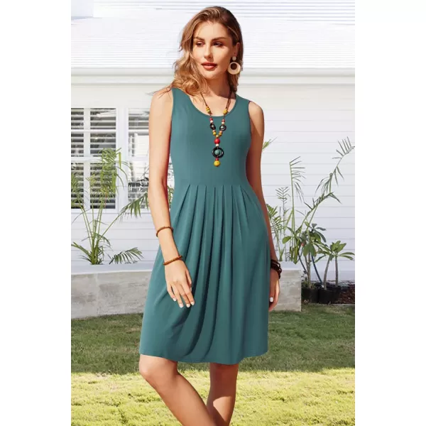 KILIG Womens Summer Dresses Floral Print Casual Soft Pleated Sleeveless Crewneck Tank Sundress Midi for Boho Beach 2024