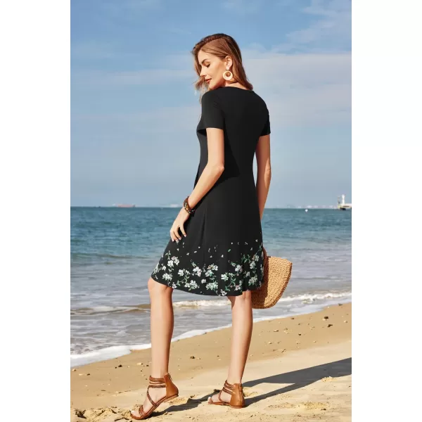 KILIG Womens Summer Dresses Floral Print Casual Soft Pleated Sleeveless Crewneck Tank Sundress Midi for Boho Beach 2024