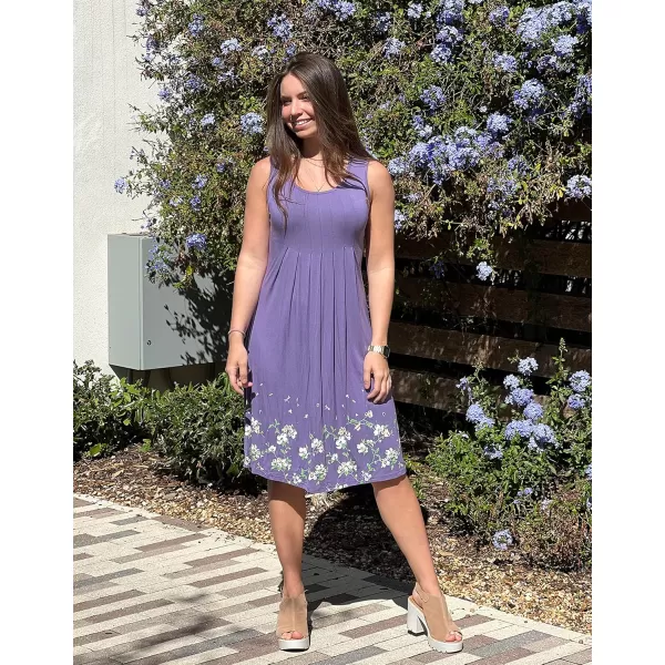 KILIG Womens Summer Dresses Floral Print Casual Soft Pleated Sleeveless Crewneck Tank Sundress Midi for Boho Beach 2024