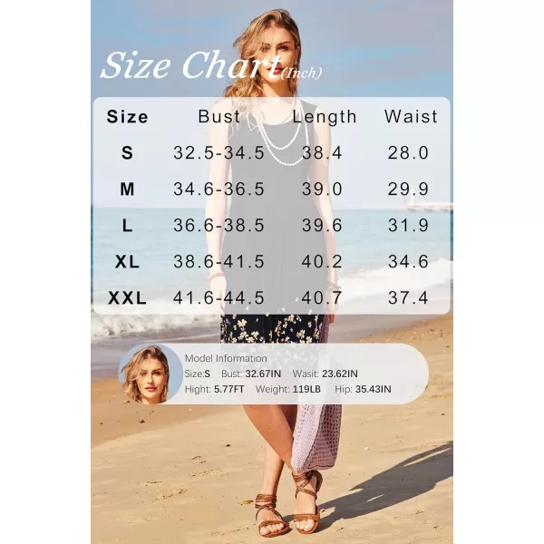 KILIG Womens Summer Dresses Floral Print Casual Soft Pleated Sleeveless Crewneck Tank Sundress Midi for Boho Beach 2024