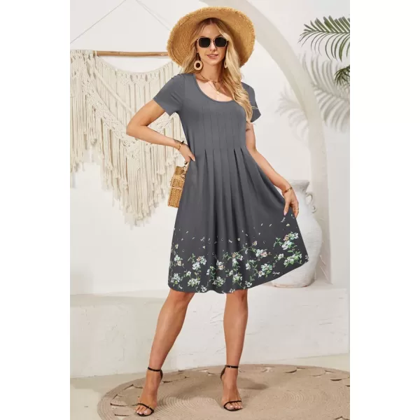 KILIG Womens Summer Dresses Floral Print Casual Soft Pleated Sleeveless Crewneck Tank Sundress Midi for Boho Beach 2024