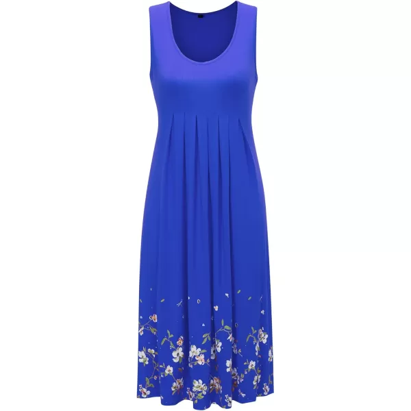 KILIG Womens Summer Dresses Floral Print Casual Soft Pleated Sleeveless Crewneck Tank Sundress Midi for Boho Beach 2024