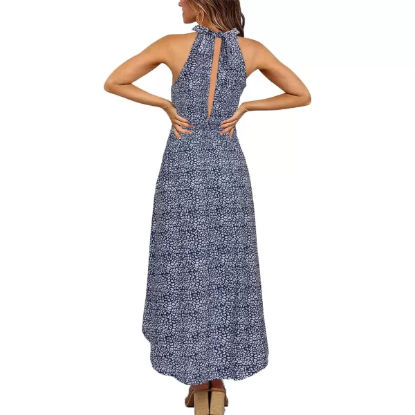 KILIG Women’s Summer Halter Maxi Dress Causal Floral Beach Sundress with Pockets