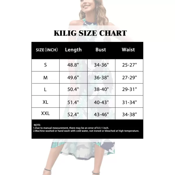 KILIG Women’s Summer Halter Maxi Dress Causal Floral Beach Sundress with Pockets
