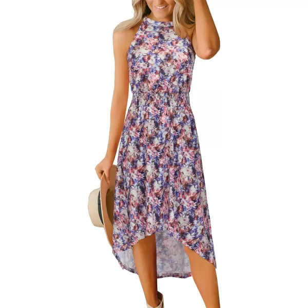 KILIG Women’s Summer Halter Maxi Dress Causal Floral Beach Sundress with Pockets