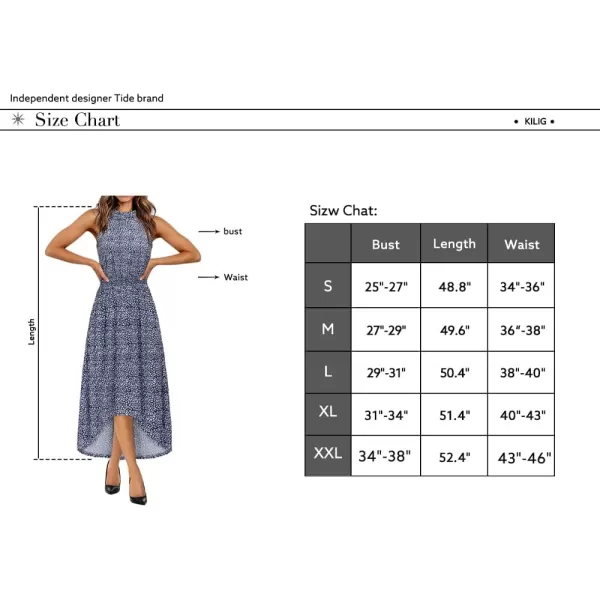 KILIG Women’s Summer Halter Maxi Dress Causal Floral Beach Sundress with Pockets