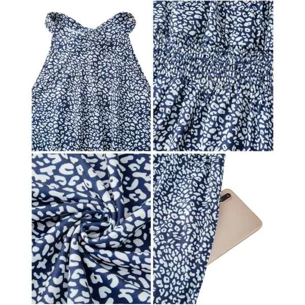 KILIG Women’s Summer Halter Maxi Dress Causal Floral Beach Sundress with Pockets