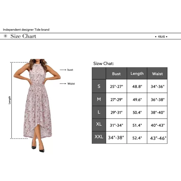 KILIG Women’s Summer Halter Maxi Dress Causal Floral Beach Sundress with Pockets