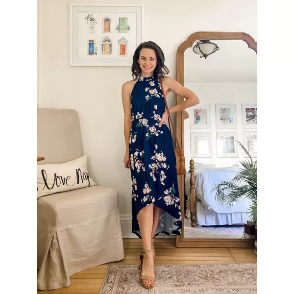 KILIG Women’s Summer Halter Maxi Dress Causal Floral Beach Sundress with Pockets