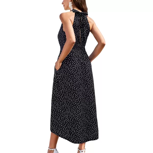 KILIG Women’s Summer Halter Maxi Dress Causal Floral Beach Sundress with Pockets