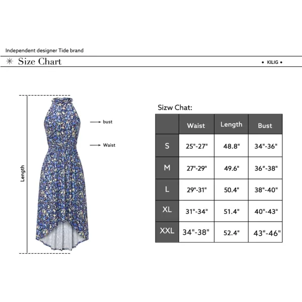 KILIG Women’s Summer Halter Maxi Dress Causal Floral Beach Sundress with Pockets