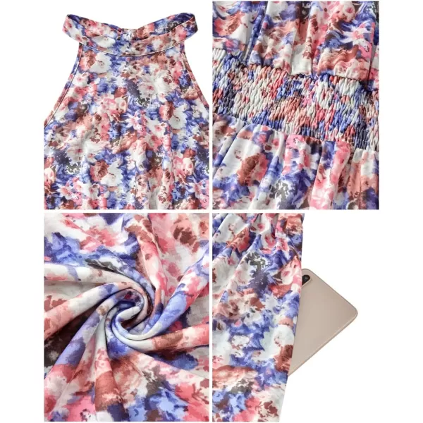 KILIG Women’s Summer Halter Maxi Dress Causal Floral Beach Sundress with Pockets
