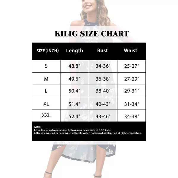 KILIG Women’s Summer Halter Maxi Dress Causal Floral Beach Sundress with Pockets
