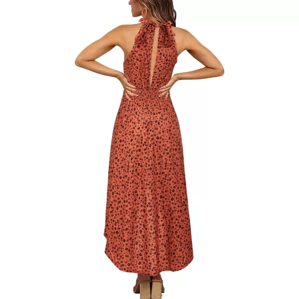 KILIG Women’s Summer Halter Maxi Dress Causal Floral Beach Sundress with Pockets