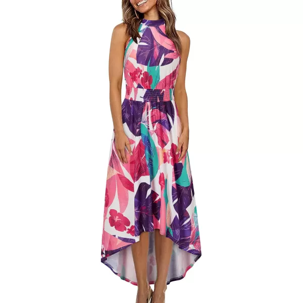 KILIG Women’s Summer Halter Maxi Dress Causal Floral Beach Sundress with Pockets