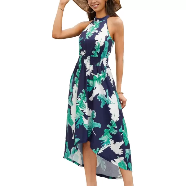 KILIG Women’s Summer Halter Maxi Dress Causal Floral Beach Sundress with Pockets