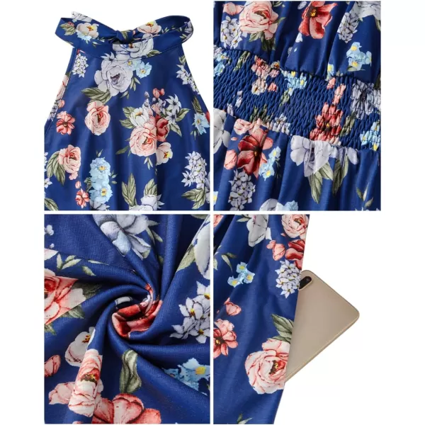 KILIG Women’s Summer Halter Maxi Dress Causal Floral Beach Sundress with Pockets