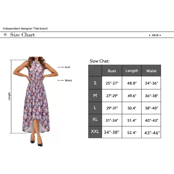 KILIG Women’s Summer Halter Maxi Dress Causal Floral Beach Sundress with Pockets