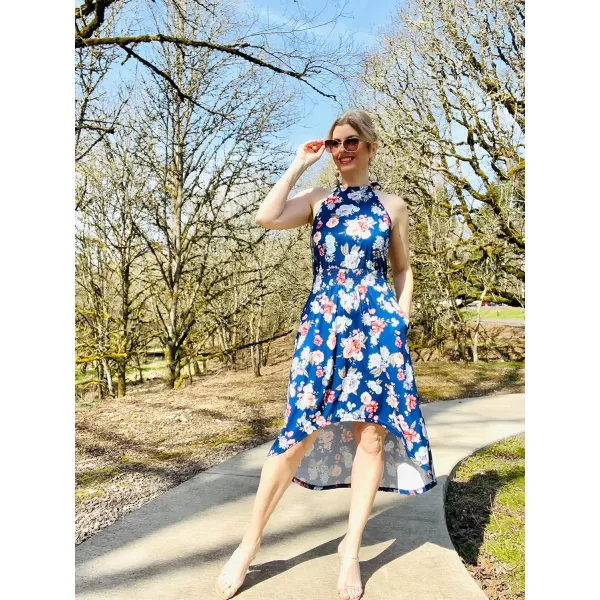 KILIG Women’s Summer Halter Maxi Dress Causal Floral Beach Sundress with Pockets
