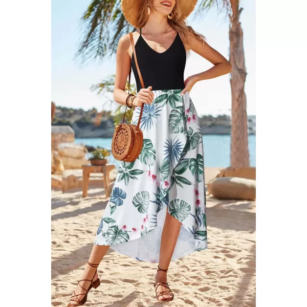 KILIG Women's V Neck Sleeveless Casual Summer Sundresses Asymmetrical Patchwork Floral Maxi Dresses